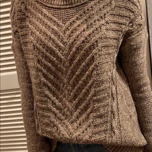 Brown cabled knit sweater